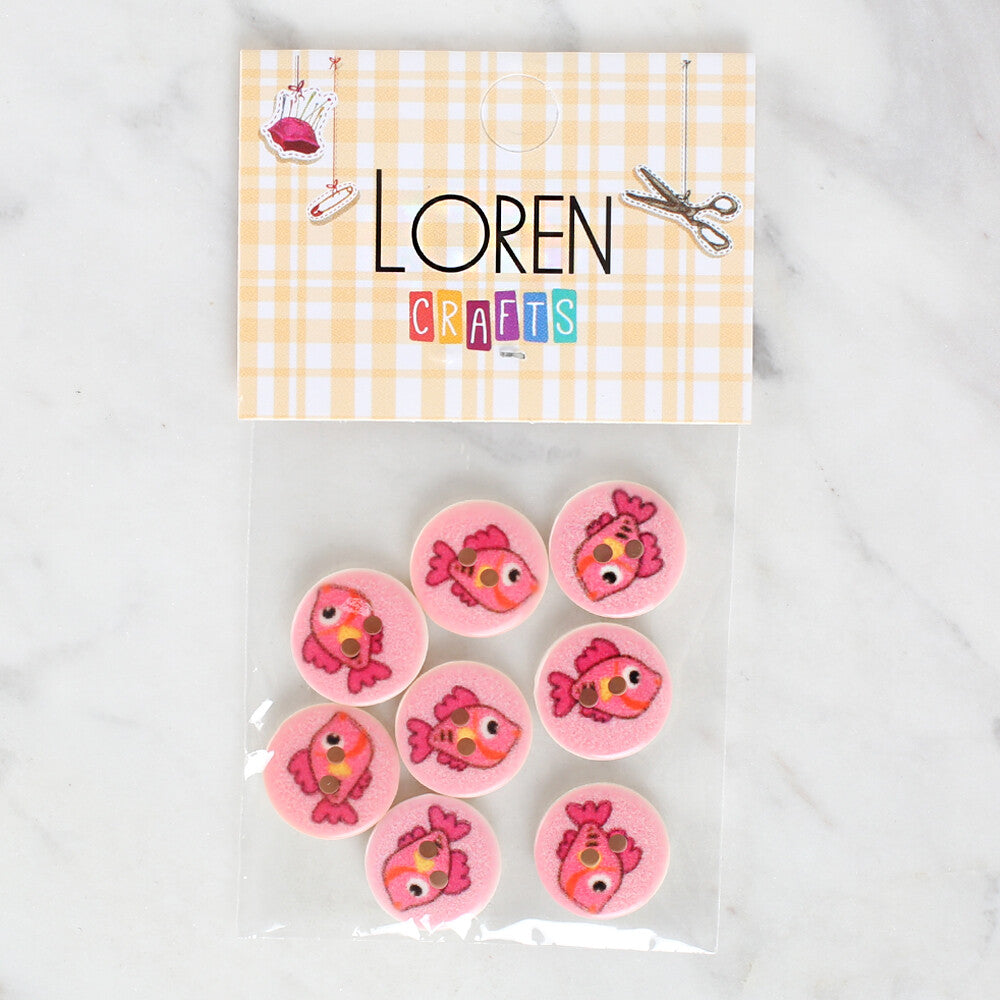 Loren Crafts 8'li Balık Düğme - 1156